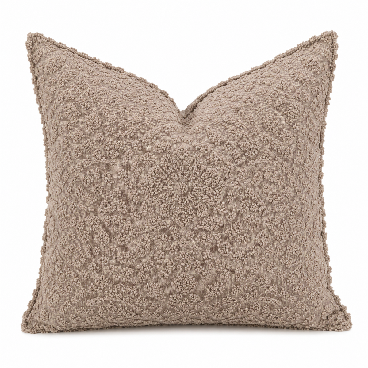 Decorative terry cushion with taupe pattern 50x50cm