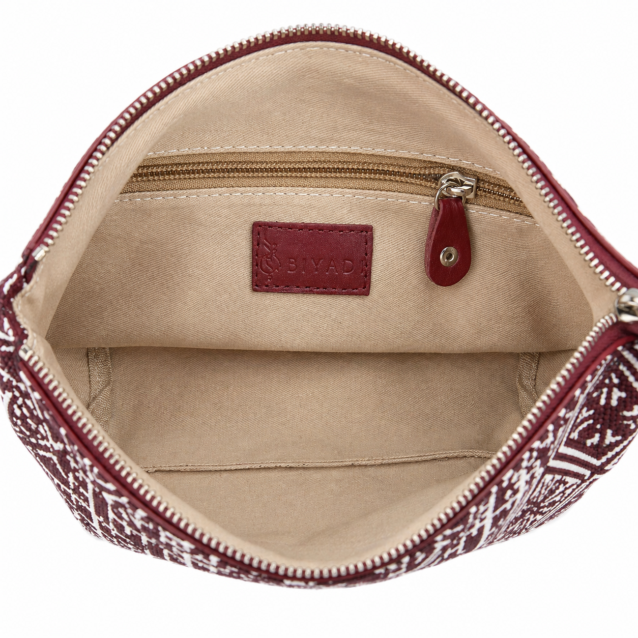 Phone pouch in embroidered effect fabric