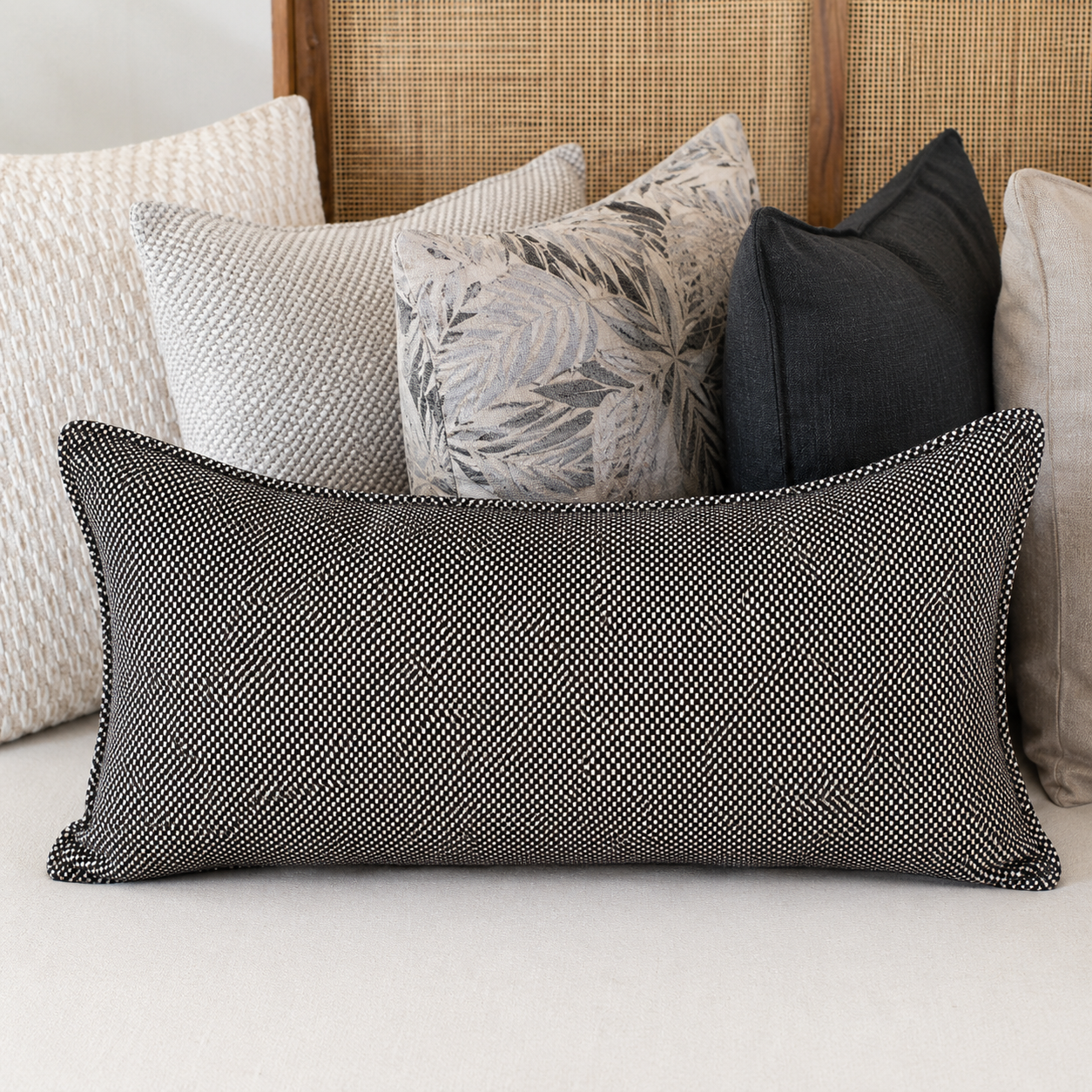 Coussin rectangulaire échequier marron