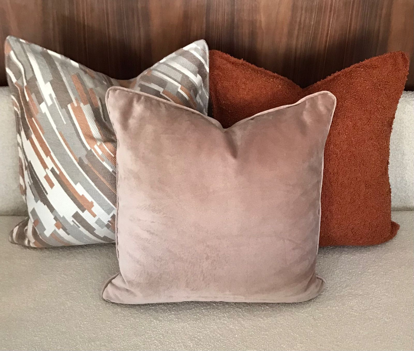 Decorative taupe velvet cushion 50x50cm