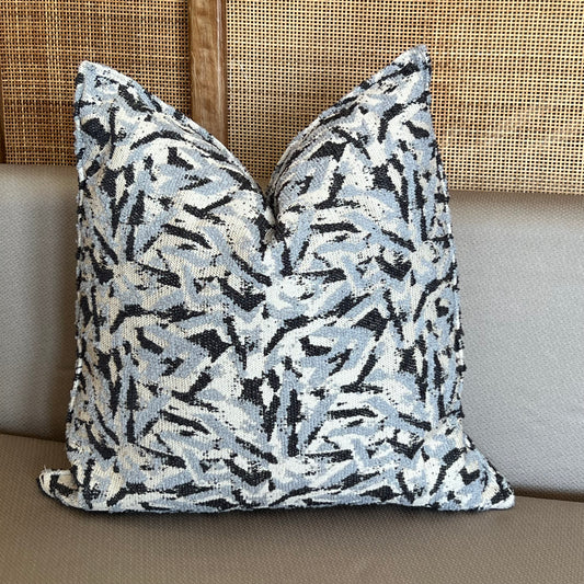 Decorative taupe and white terry cushion 50x50