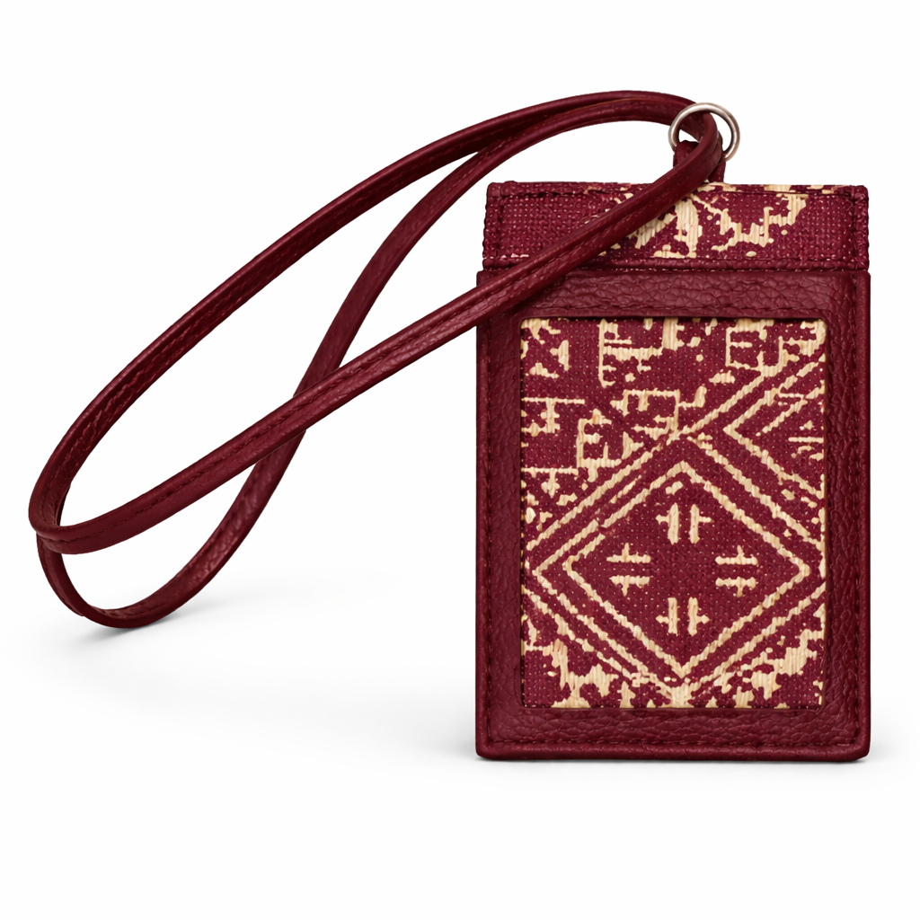Phone pouch in embroidered effect fabric
