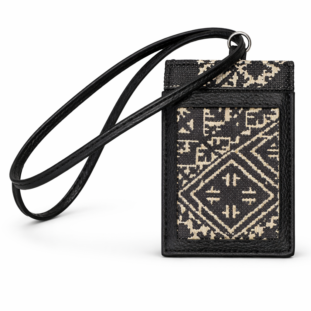 Phone pouch in embroidered effect fabric