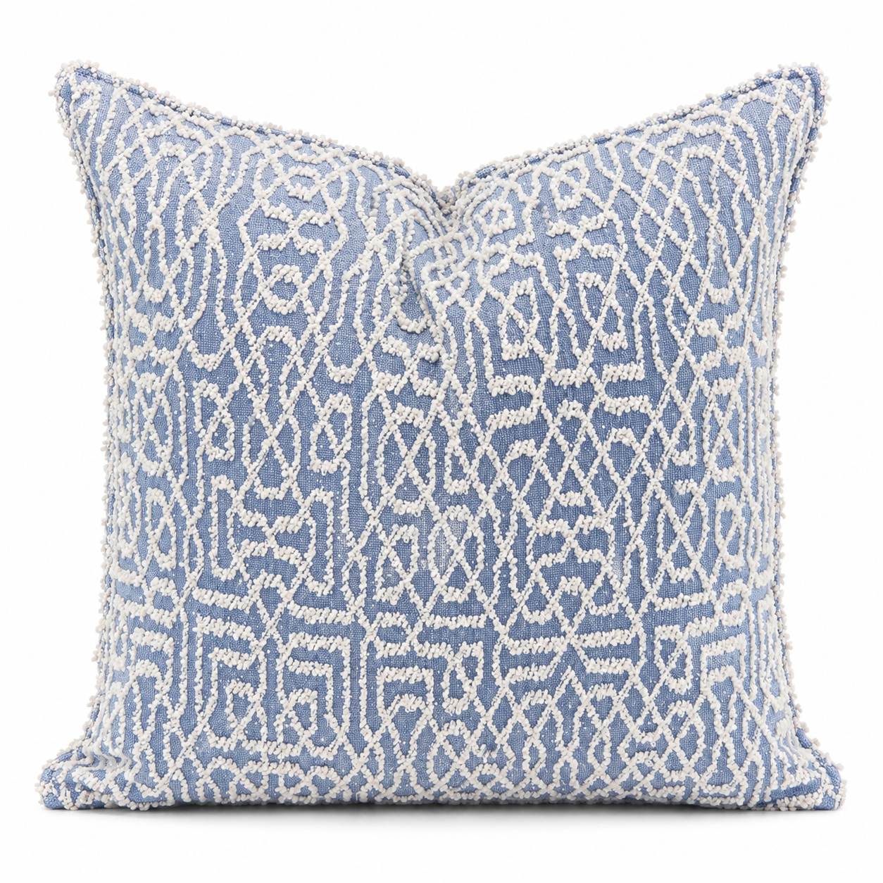Decorative terry cushion with blue double-sided pattern 50x50cm