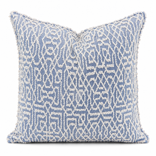 Decorative terry cushion with blue double-sided pattern 50x50cm