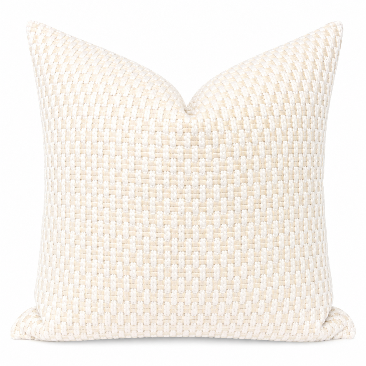 Coussin décoratif en bouclette torsadée blanche 50x50 cm