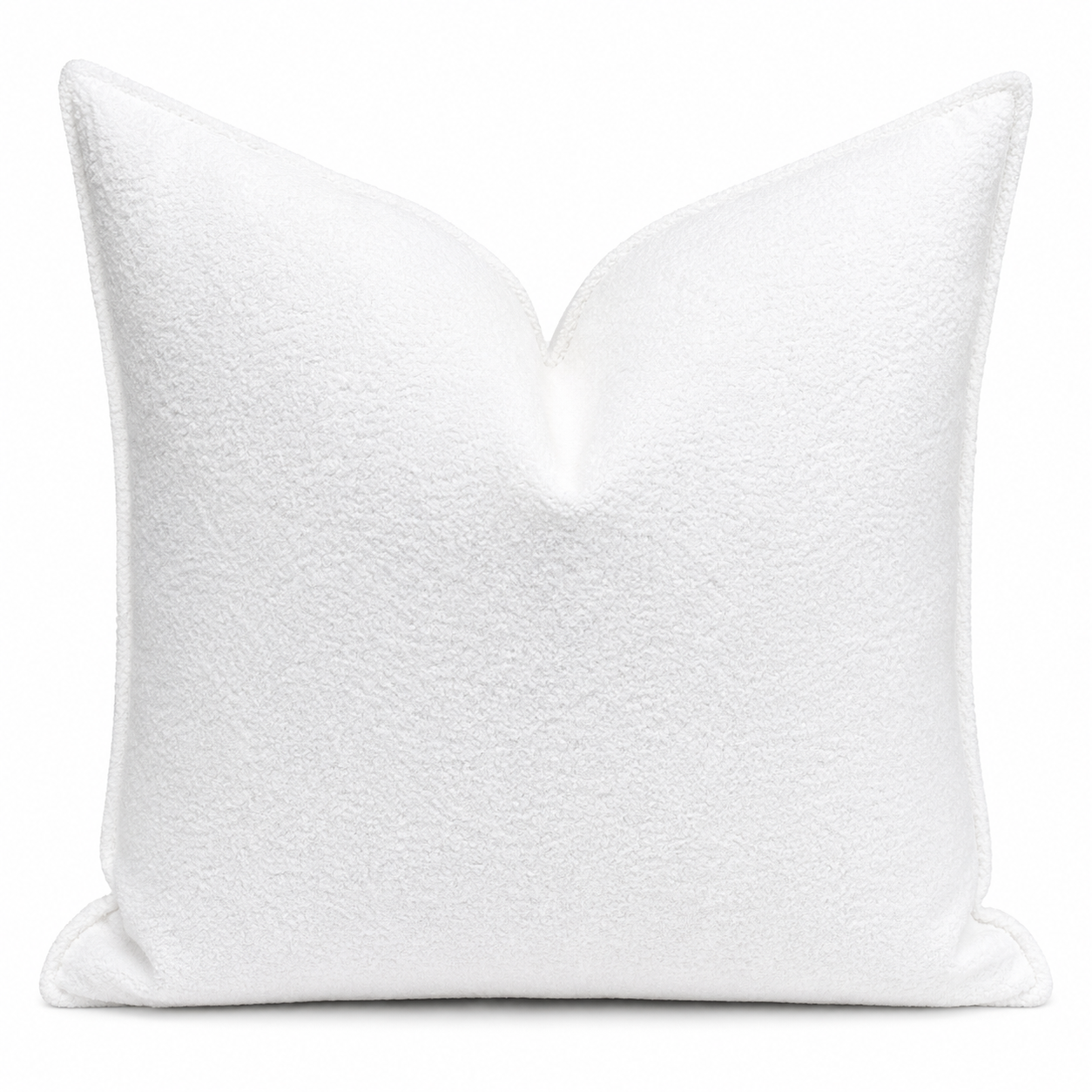 Coussin décoratif en bouclette tendance blanche 50x50cm