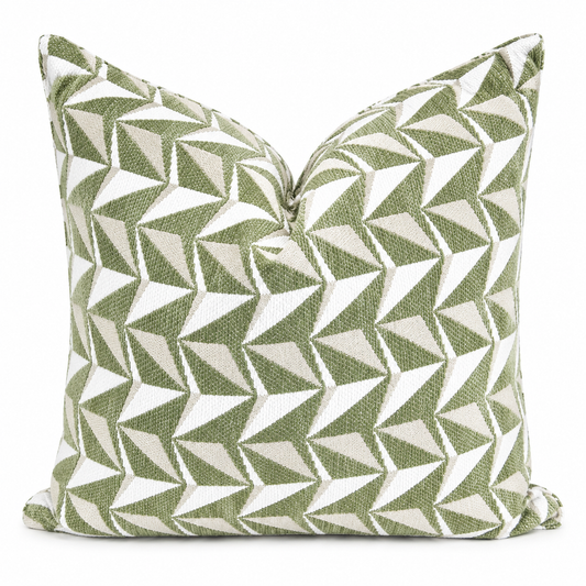 Coussin décoratif géométrique vert – Collection Élégance Naturelle 50x50cm