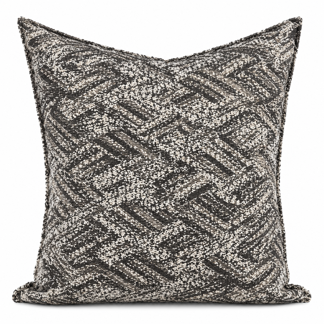 Coussin décoratif en bouclette dorée et noire