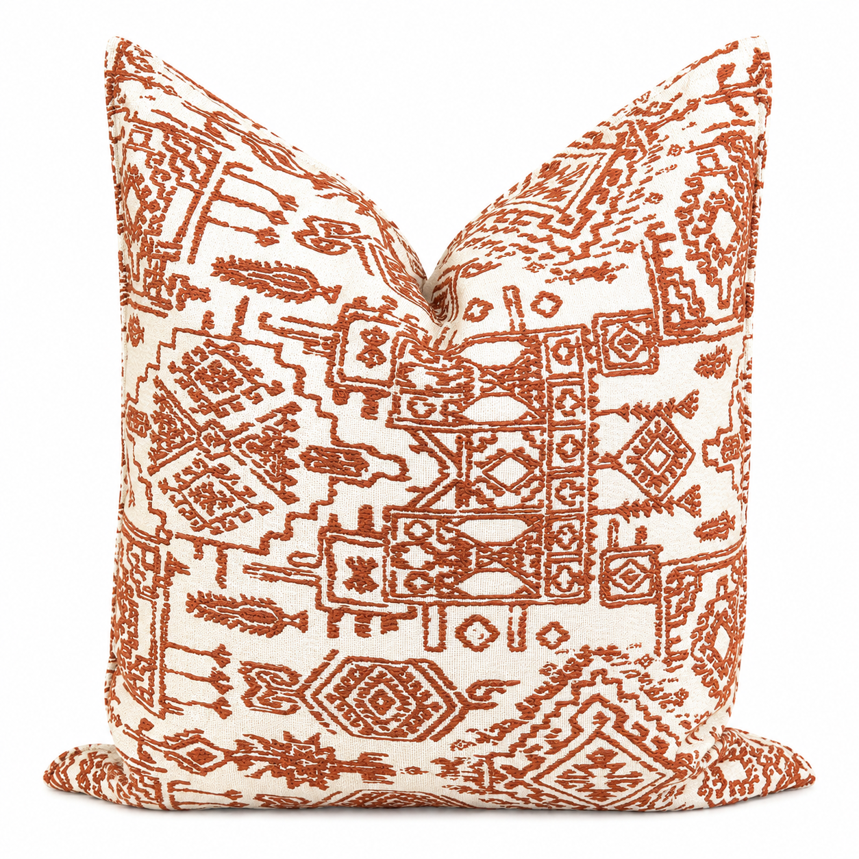  coussins décoratifs terracota et ecru à motifs ethniques 