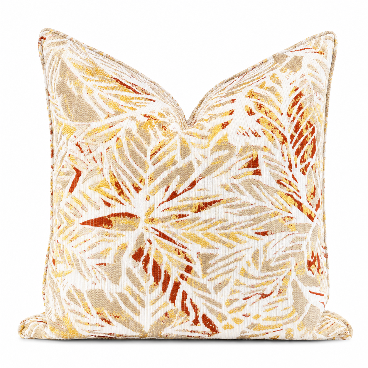Coussin décoratif Chenille feuillage monochrome  50x50cm