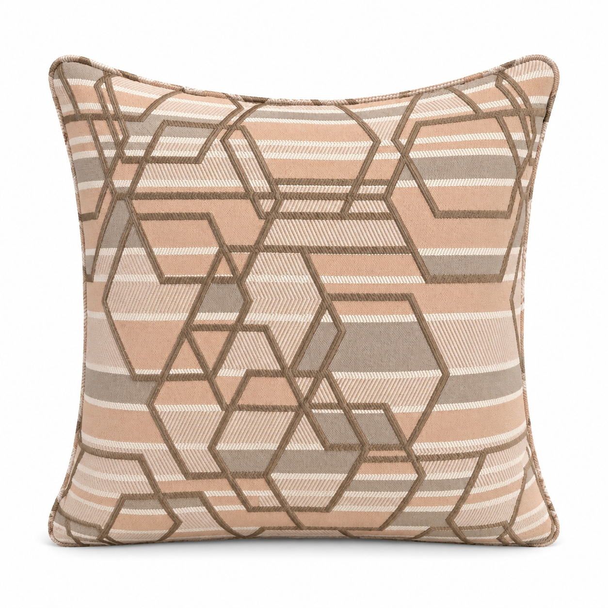 Coussin géometrique décoratif taupe  45x45cm