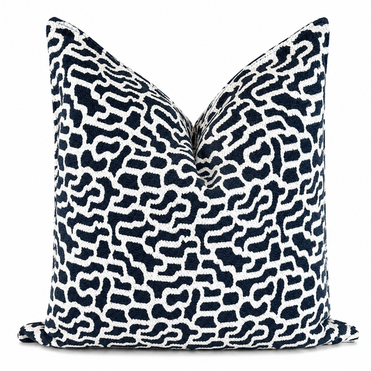 Coussin Labyrinthe Bleu & Ivoire