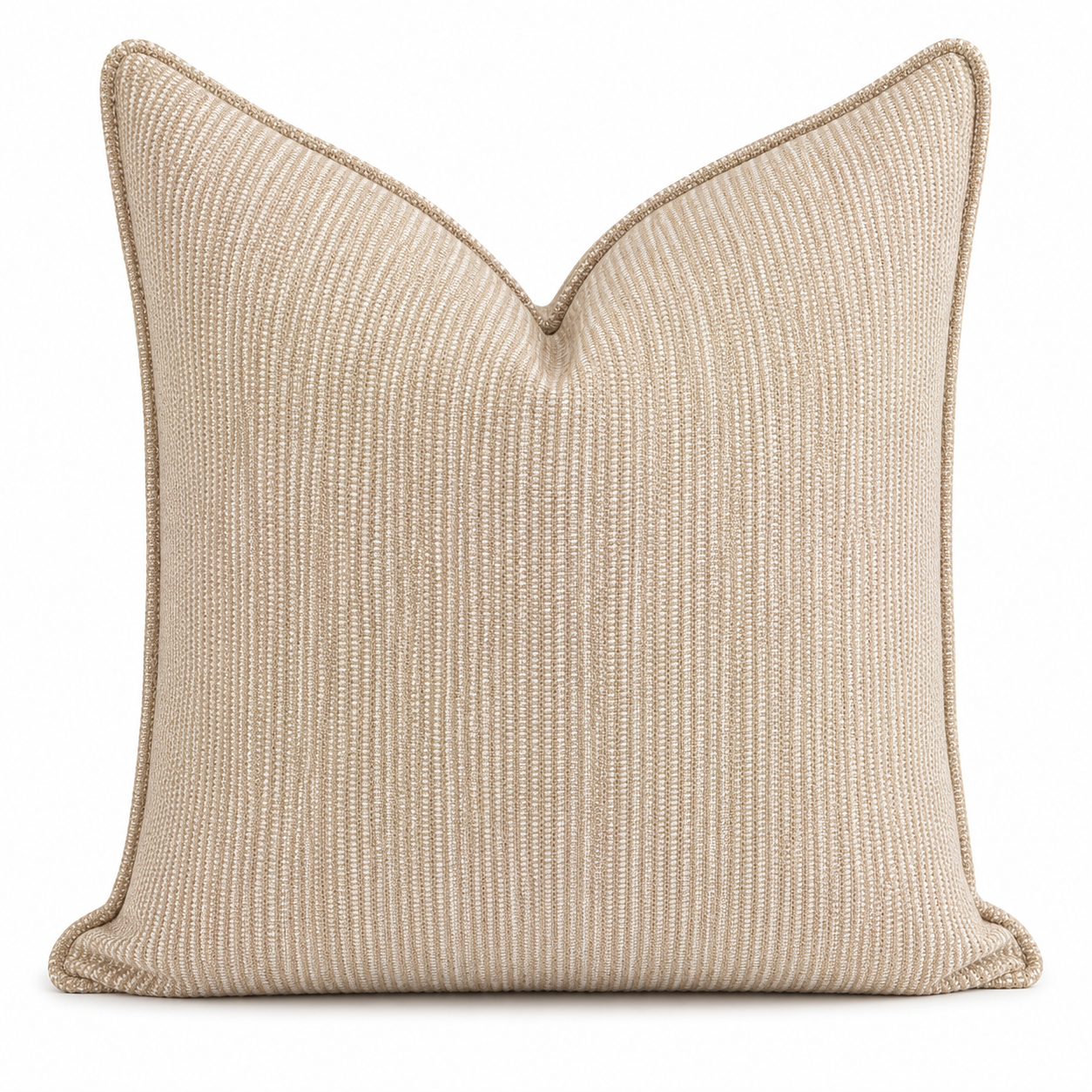 Coussin décoratif beige à rayure fine