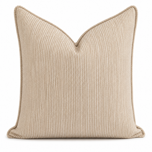 Coussin décoratif beige à rayure fine