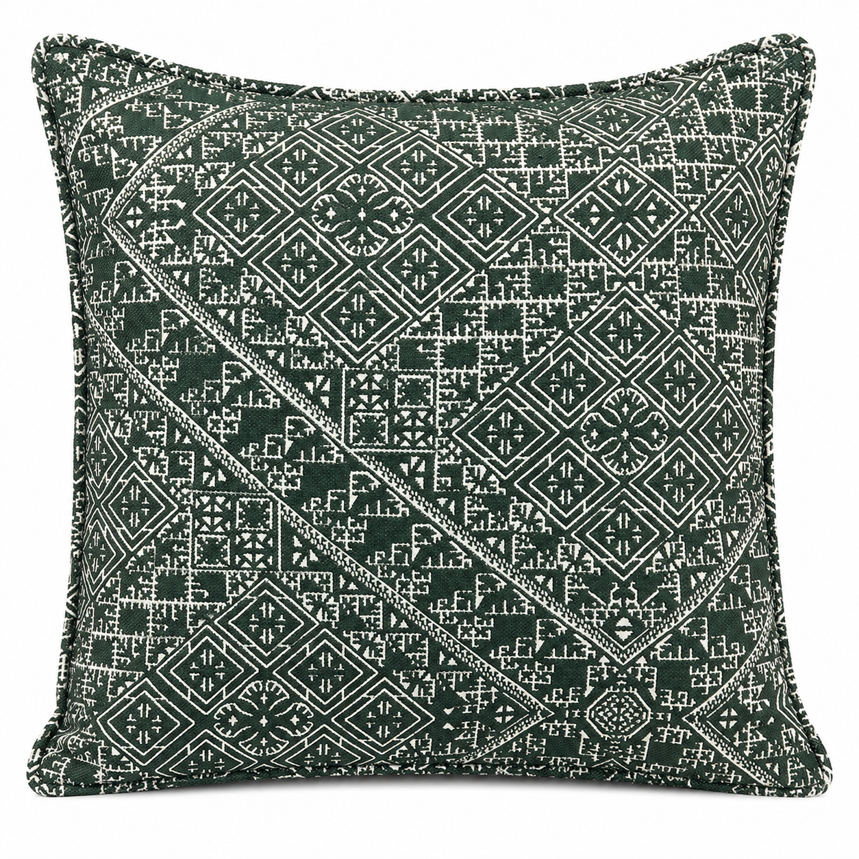 Coussin décoratif intemporel en tarz vert bouteille  50x50cm