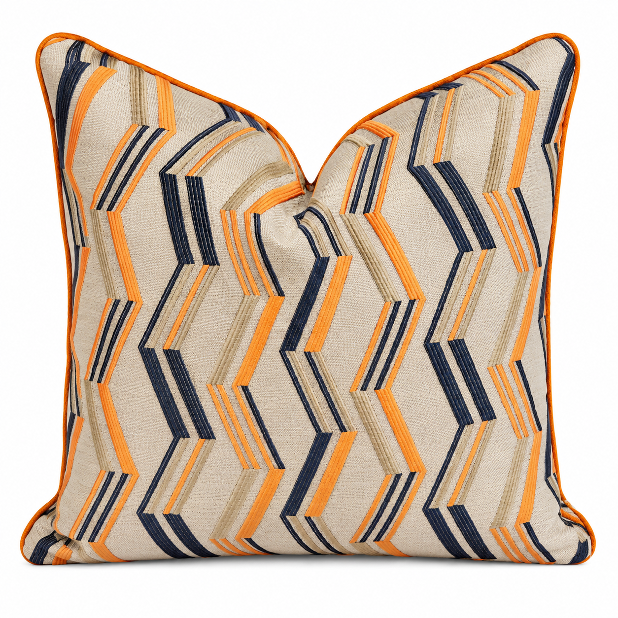 Coussin décoratif zigzag taupe 50x50cm