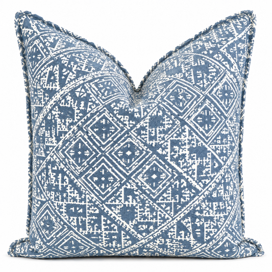 Coussin décoratif intemporel en tarz bleu