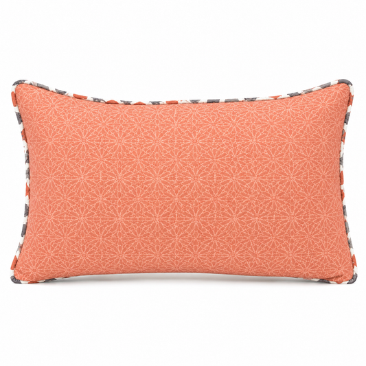 Cousssin décoratif rectangulaire à motif zellij maroccain terracota 62x30 cm
