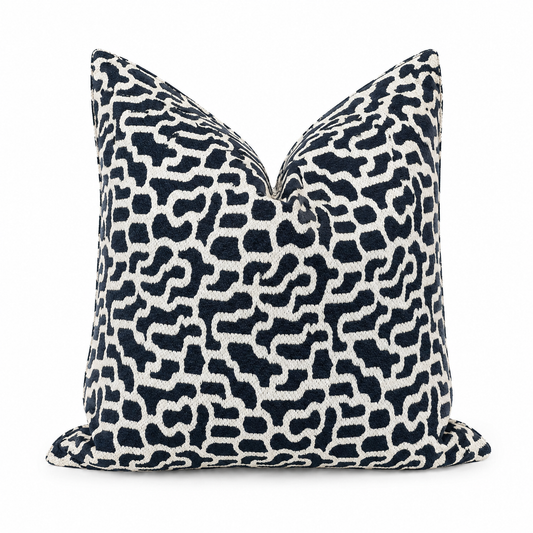 Coussin Labyrinthe Bleu & Ivoire
