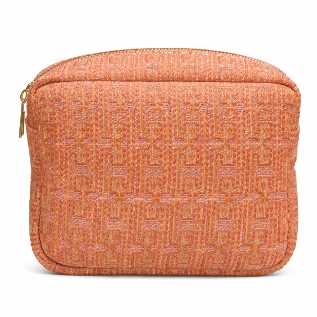 Phone pouch in embroidered effect fabric