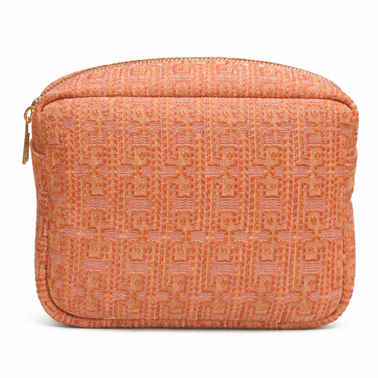 Phone pouch in embroidered effect fabric