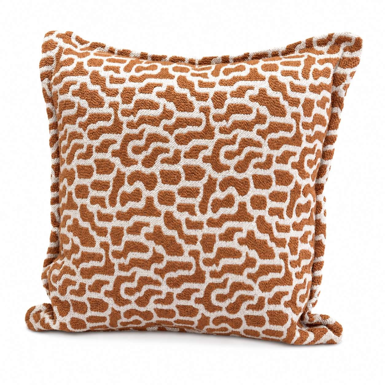 Coussin motif organique  terracota  en bouclette