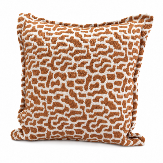 Coussin motif organique  terracota  en bouclette