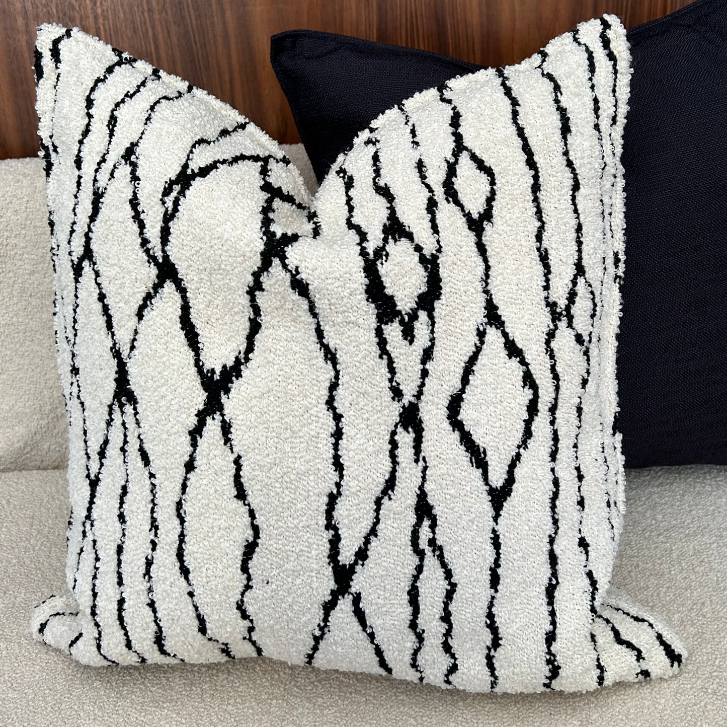 Tissu bouclette blanche & noire