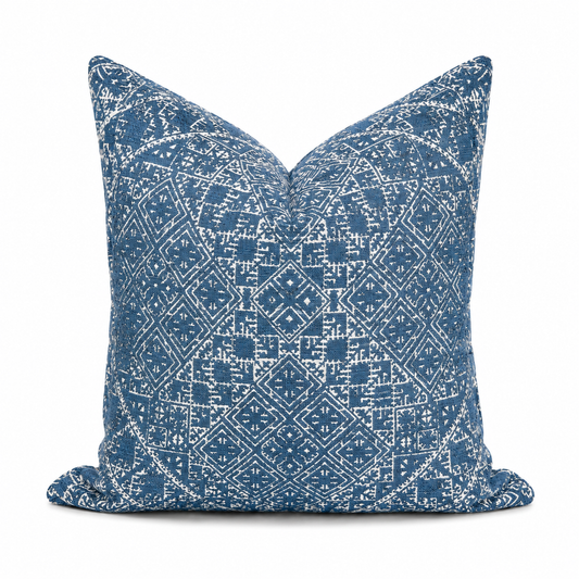 Coussin décoratif intemporel en tarz bleu jeans