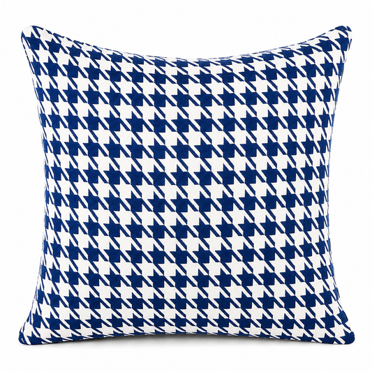 Coussin décoratif pied poule bleu
