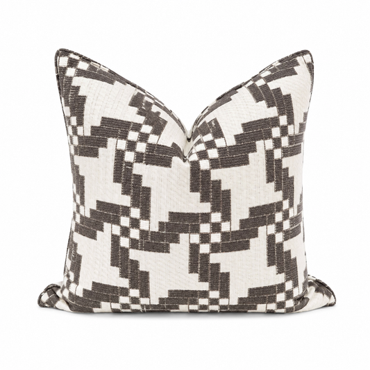 Coussin geometrique taupe