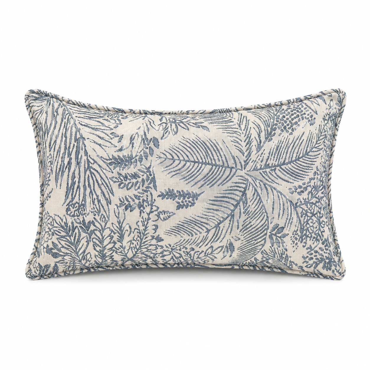 Coussin rectangulaire feuillage gris/jaune