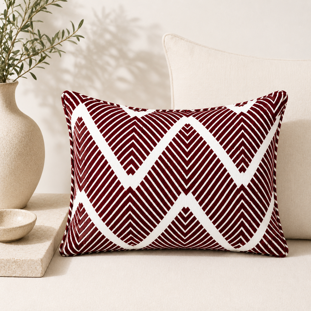 Coussin rectangulaire zig zag