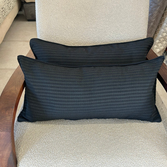 Lot de 2 Coussins Rayures Texturées Noir Profond 65x32cm