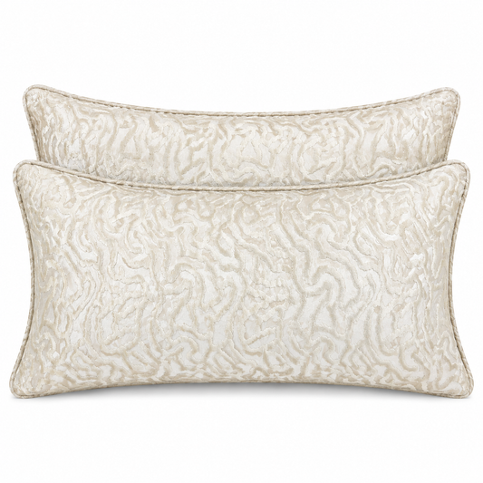 Lot de 2 Coussins rectangulaires à motif organique beige lumineux