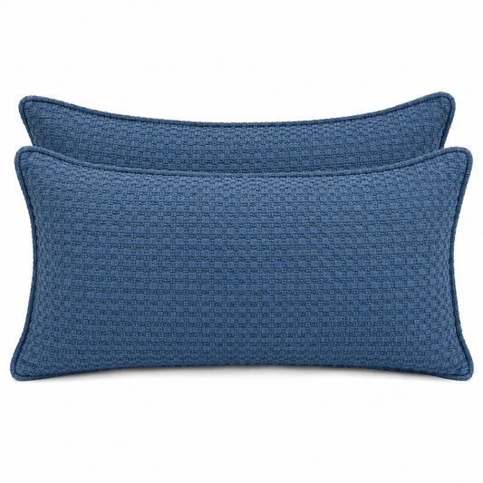 Lot de 2 Coussins rectangulairse bleus texturés