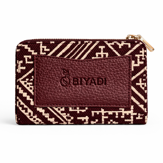 Phone pouch in embroidered effect fabric