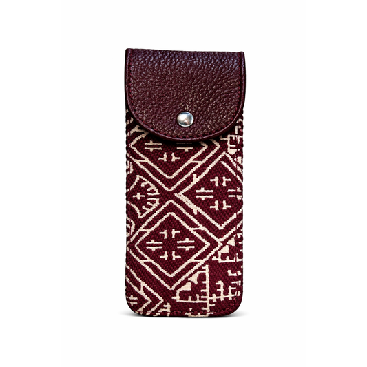 Phone pouch in embroidered effect fabric