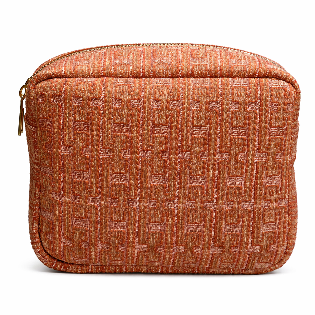 Phone pouch in embroidered effect fabric