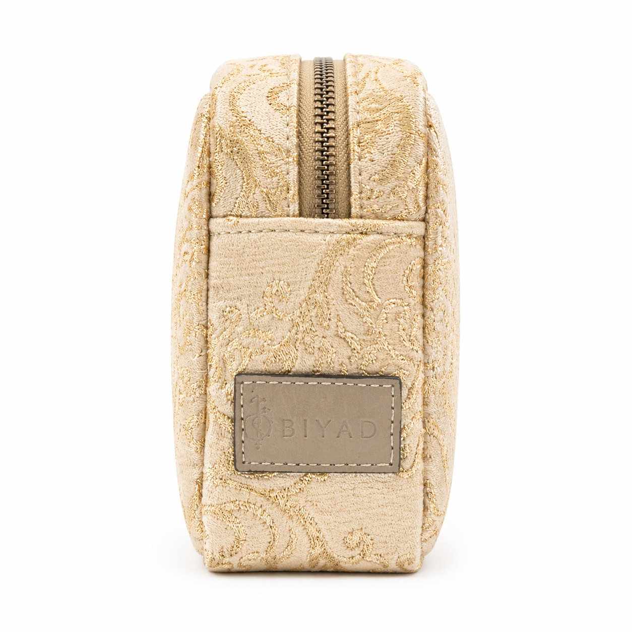 Phone pouch in embroidered effect fabric