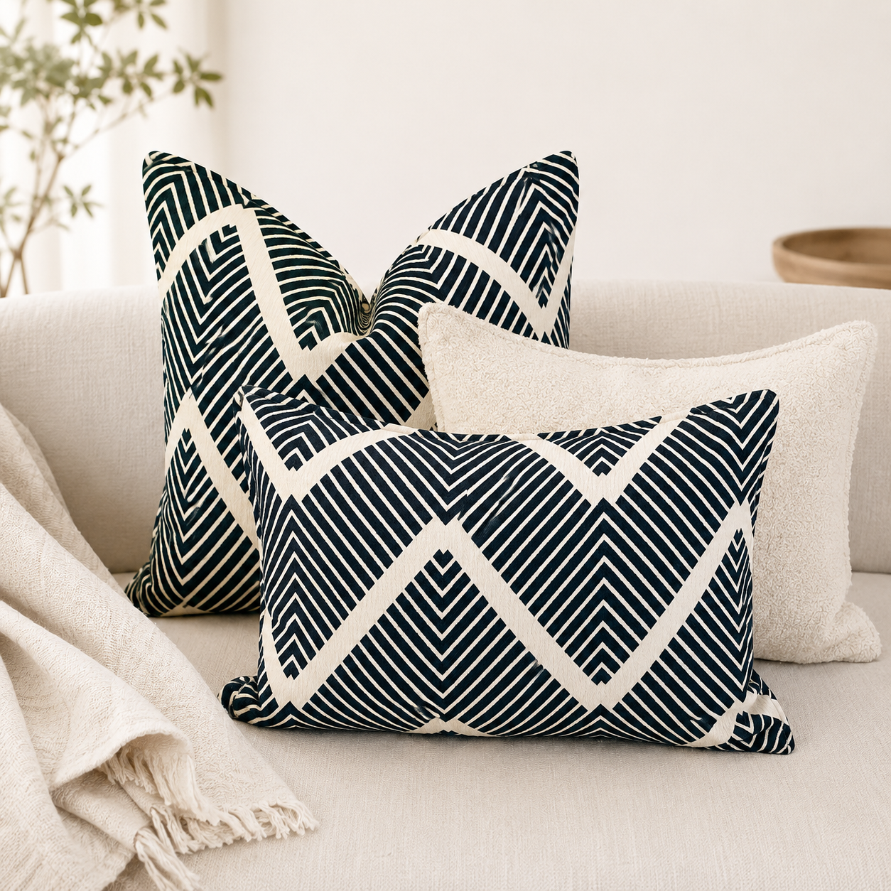 Coussin rectangulaire zig zag