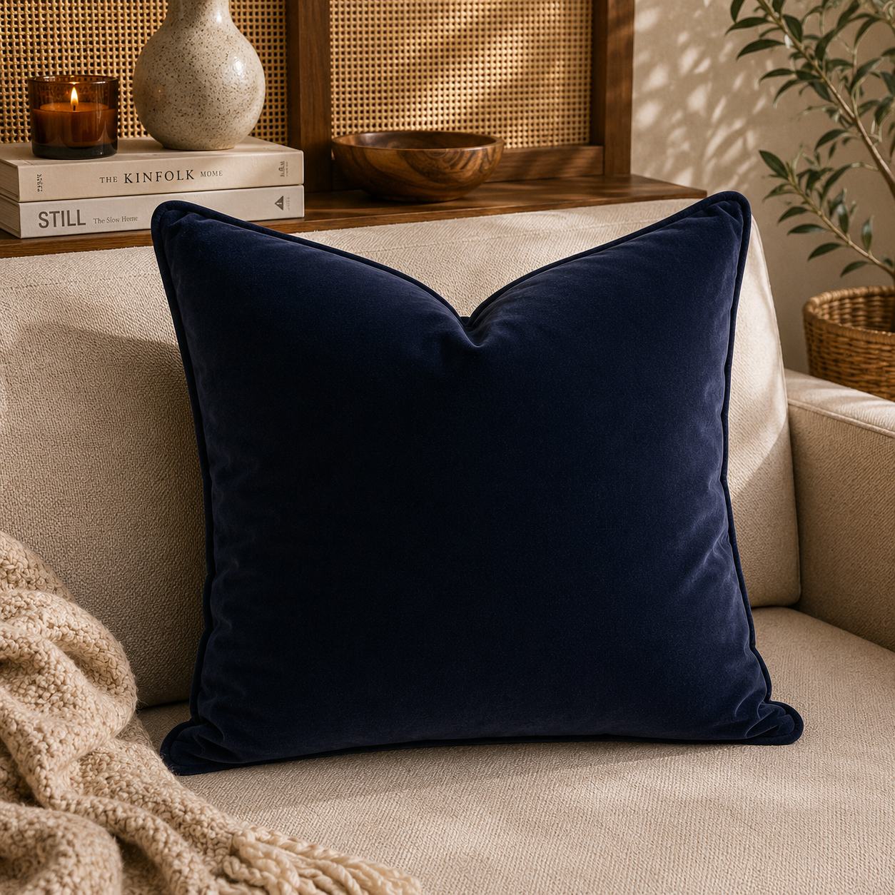 Coussin Velour aubergine