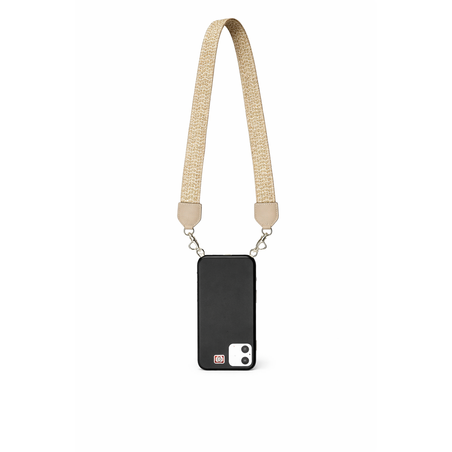 Bandoulière téléphone en tissu marocain avec finitions en cuir véritable