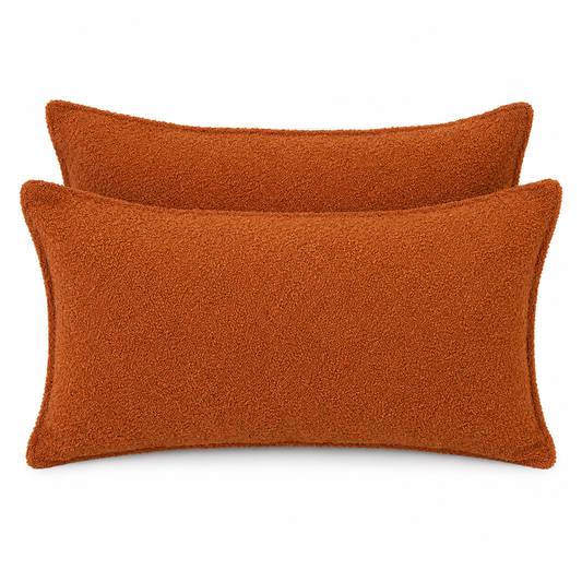 Lot de deux cousins rectangulaires en tissu bouclette terracotta