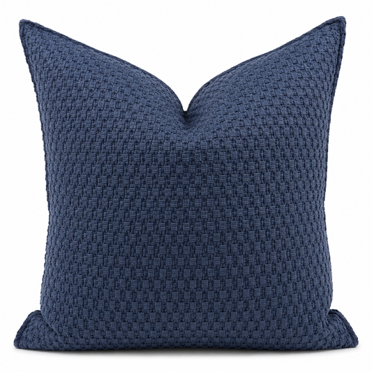 Coussin décoratif en bouclette torsadée bleue 50x50cm