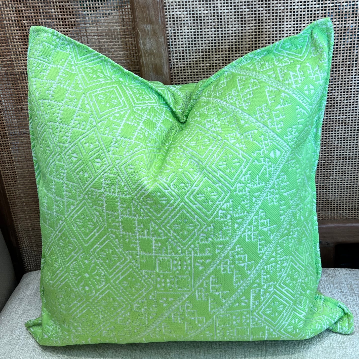 Coussin décoratif intemporel en tarz vert fluo