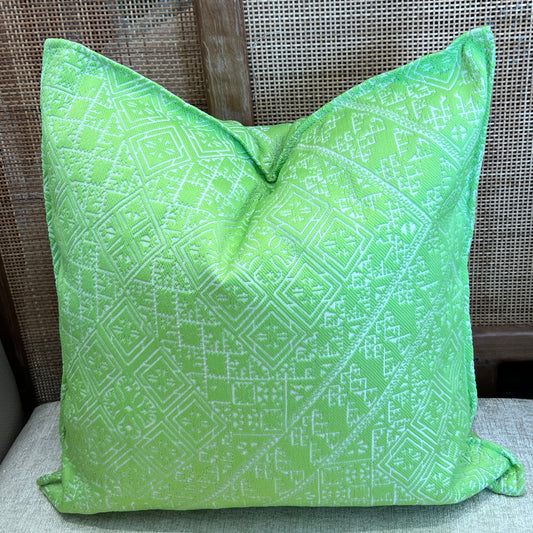 Coussin décoratif intemporel en tarz vert fluo