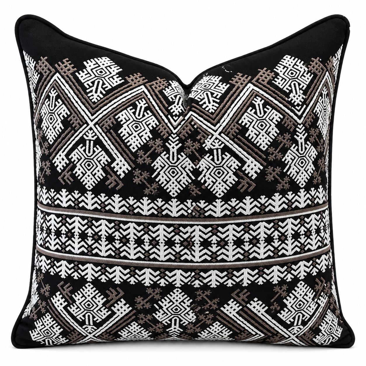 Black ethnic decorative cushion 50x50cm