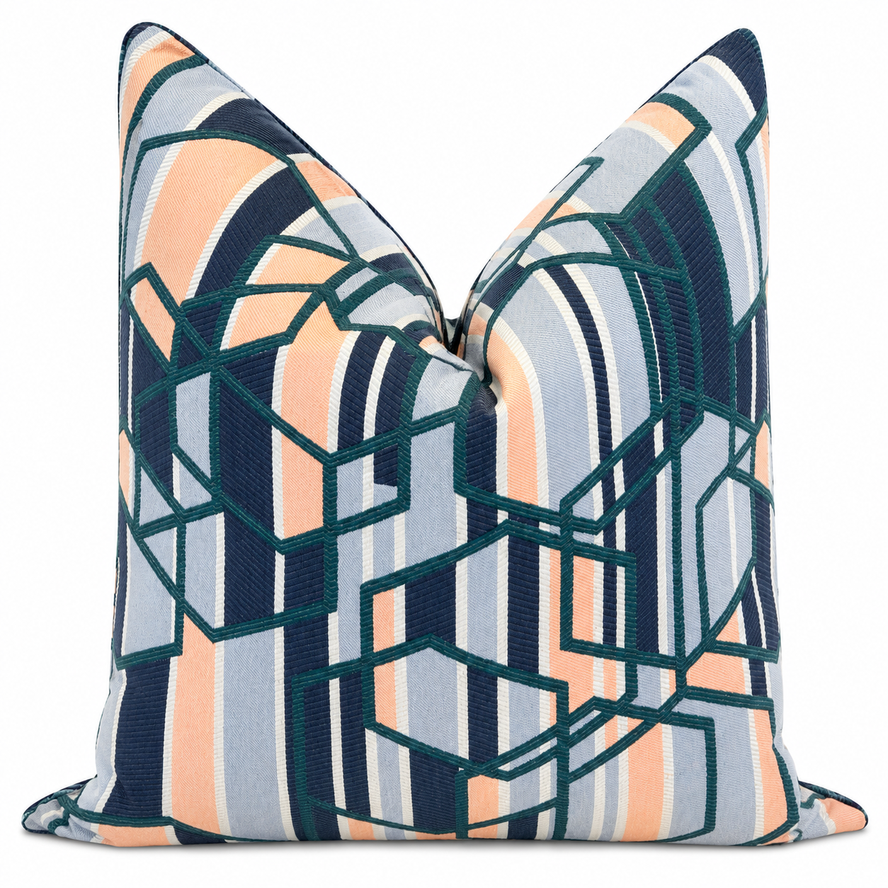 Coussin design marocain géométrique bleu vert  – Pièce décorative haut de gamme